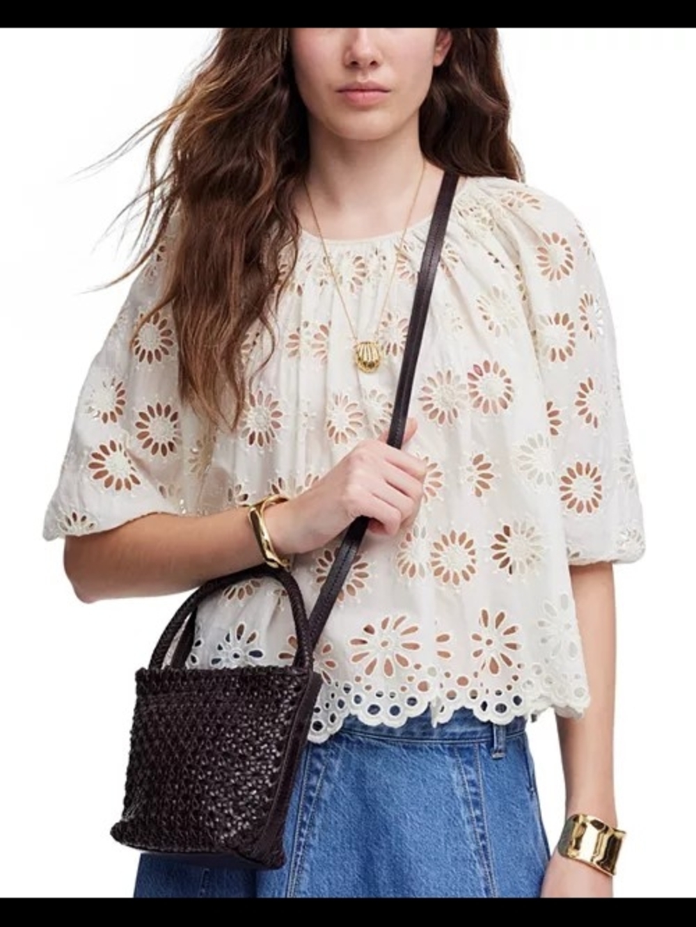 Madewell Woven Dark Brown Shoulder Basket Bag - Picture 3 of 8